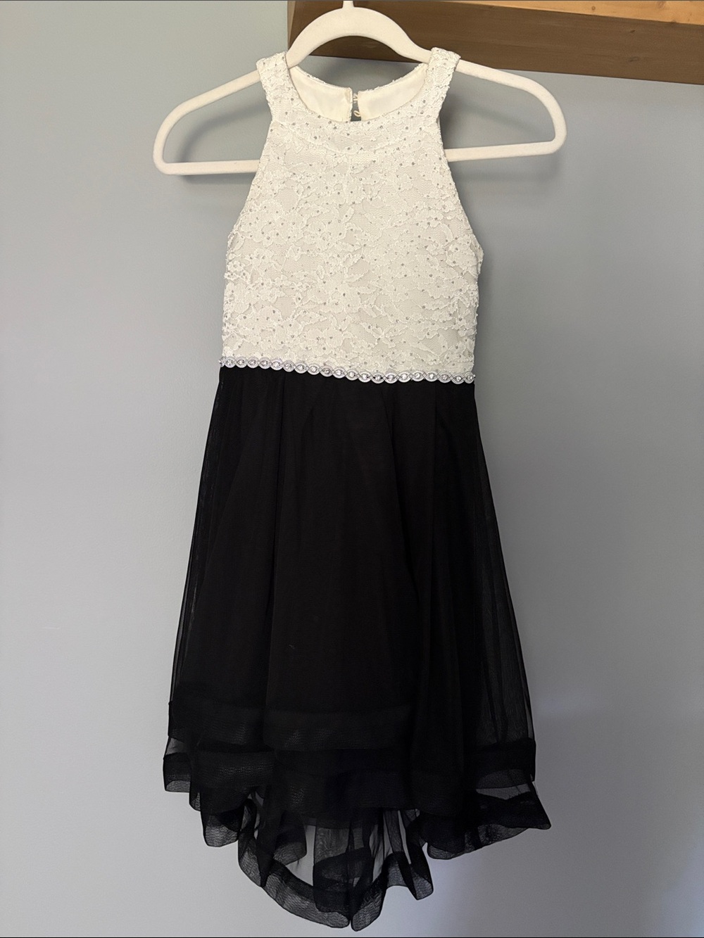 Speechless White Lace Bodice Black Chiffon Party Dress
